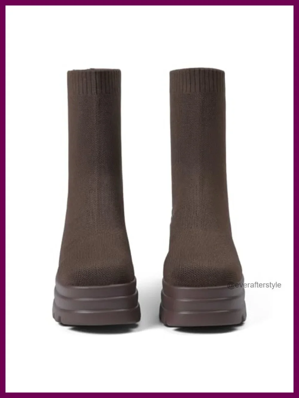Women Platform Ankle Boots Slip On Chunky Block High Heel Booties Knit